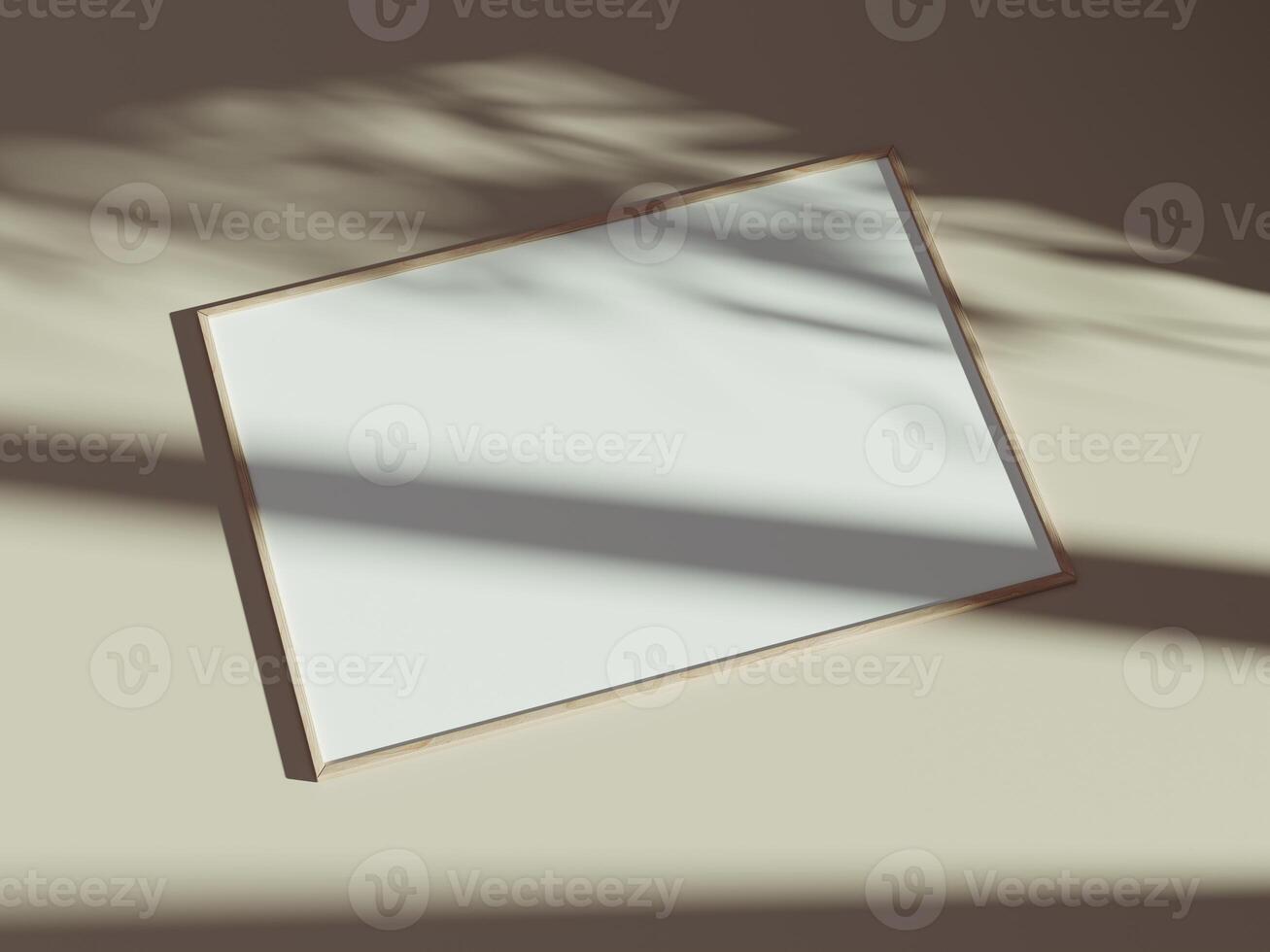 Empty framed canvas for mockups and art illustrations with shadow photo