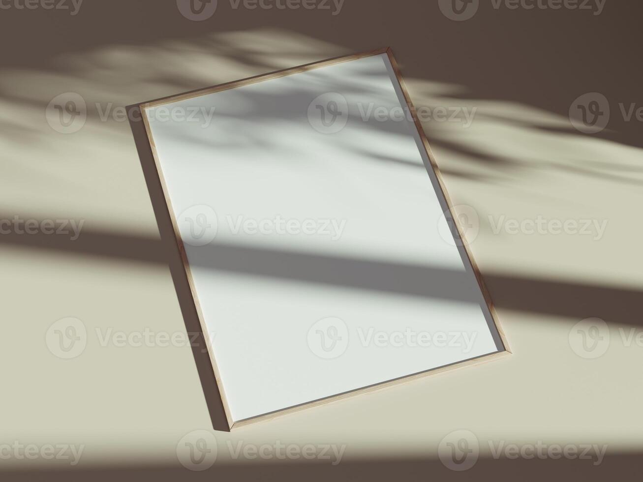 Empty framed canvas for mockups and art illustrations with shadow photo