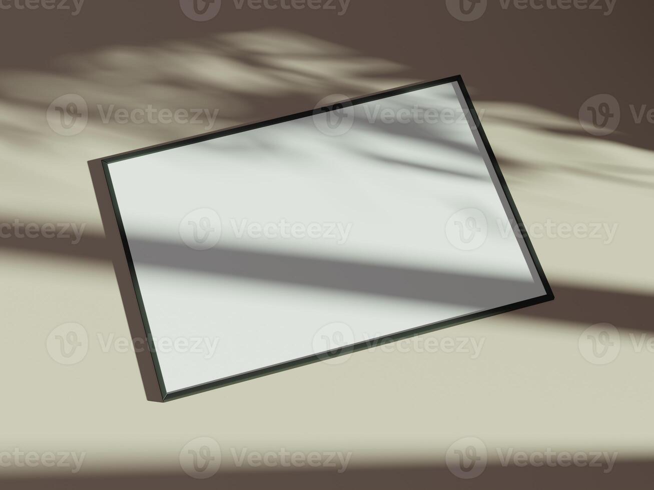 Empty framed canvas for mockups and art illustrations with shadow photo