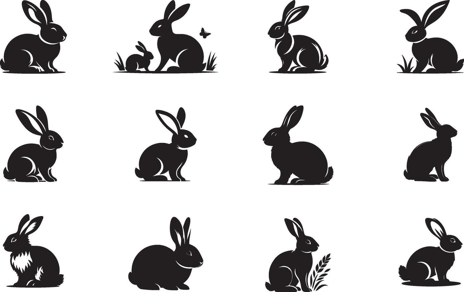 Black silhouette of a rabbit isolated on white background vector
