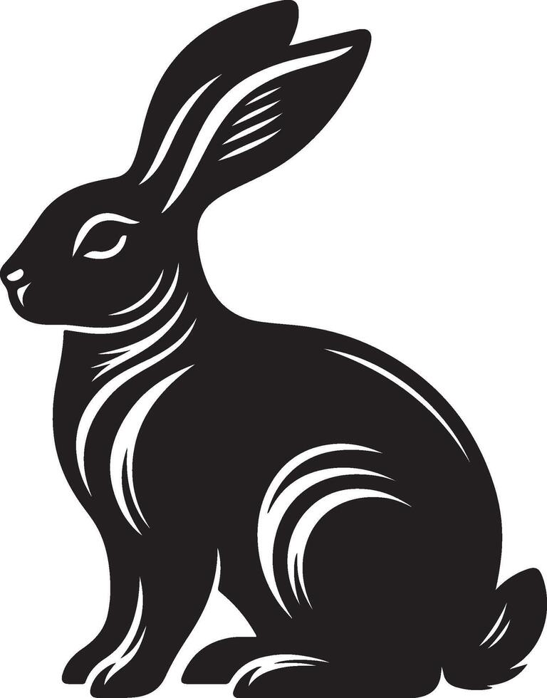 Silhouette of the rabbit on white background vector