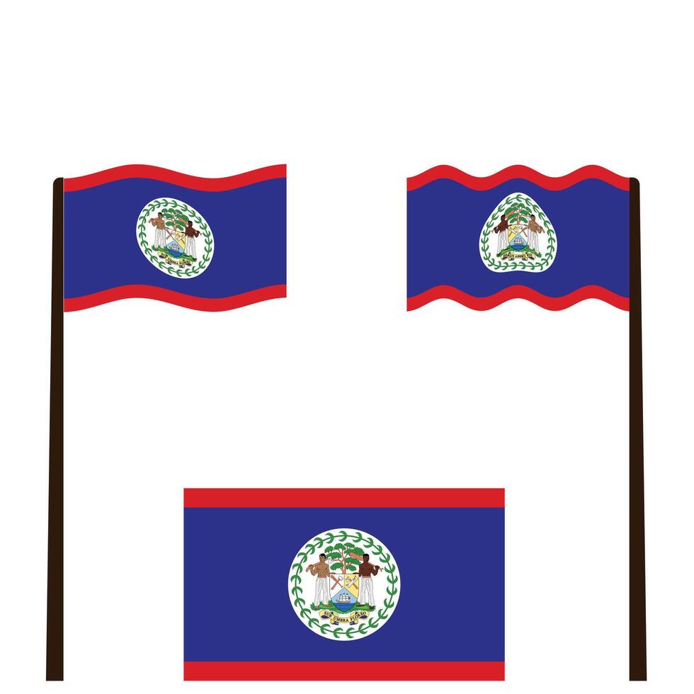 Set Of Wave Flag Of Belize vector