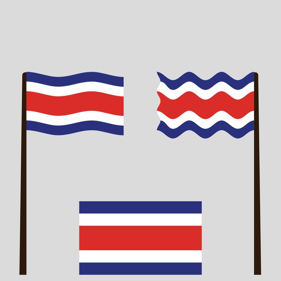 Set Of Wave Flag of Costa Rica vector