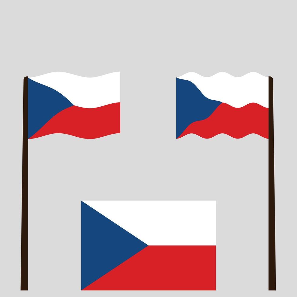 Set Of Wave Czech Republic flag in red, white, and blue vector