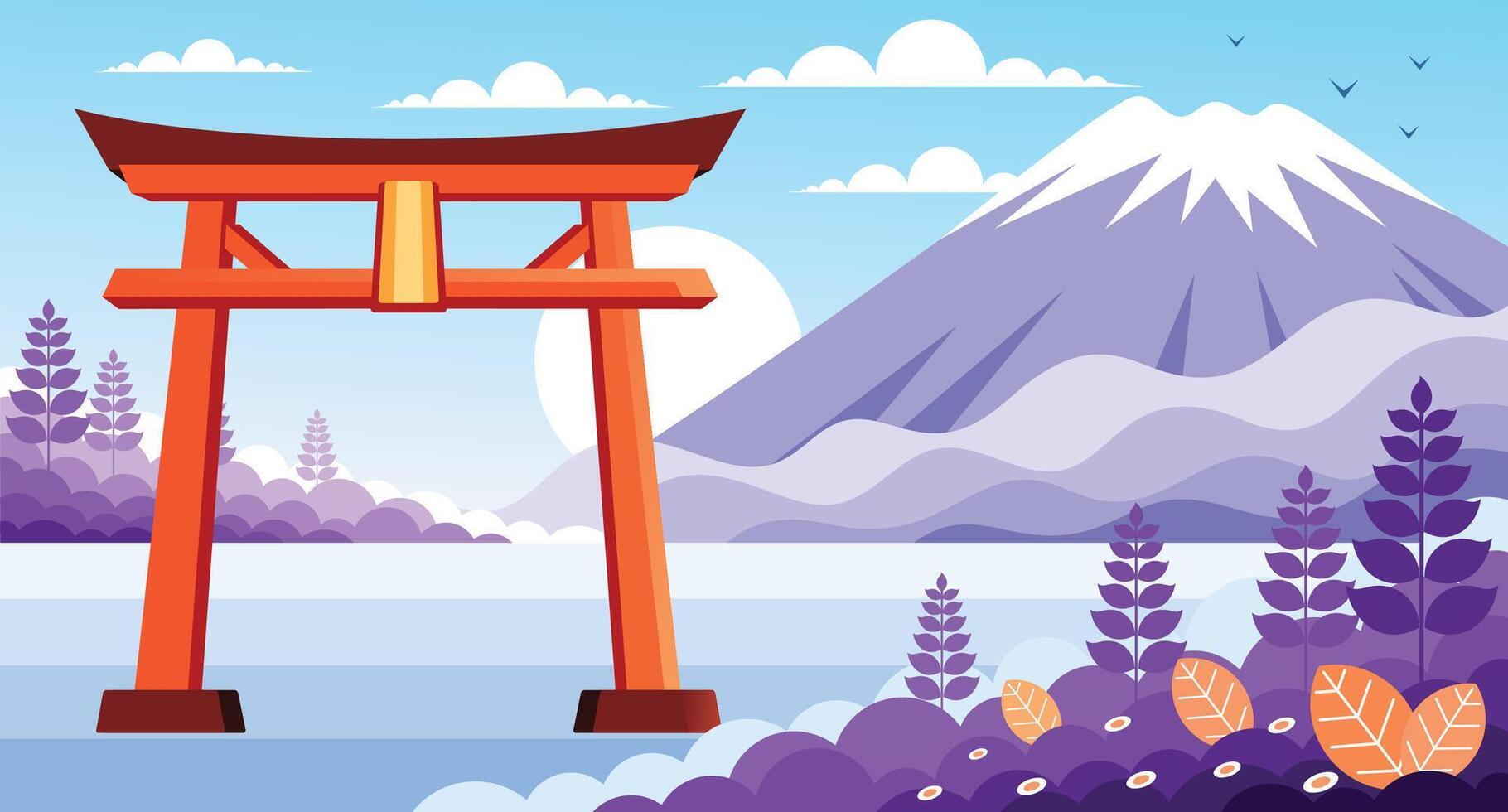 Torii Gate Japanese Illustration vector
