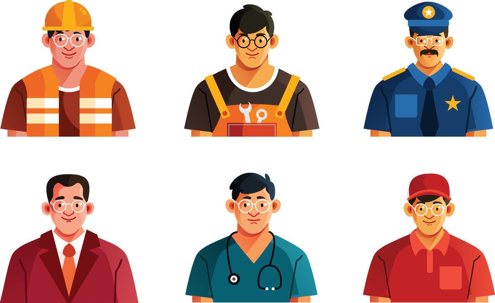 Labour Character Avatar Set vector