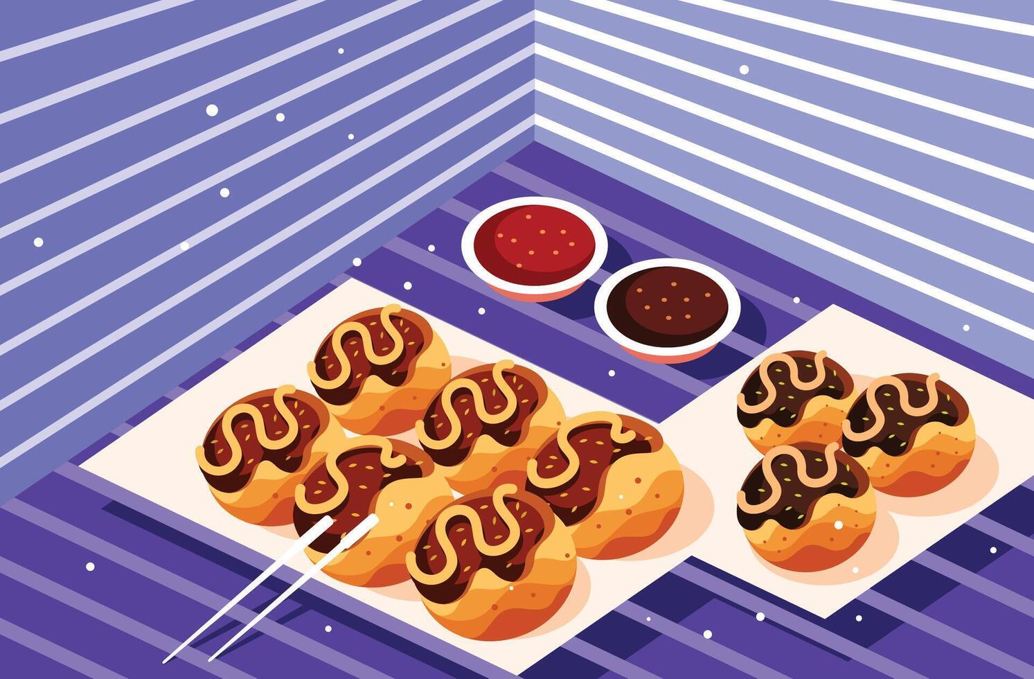 Takoyaki Food Illustration vector