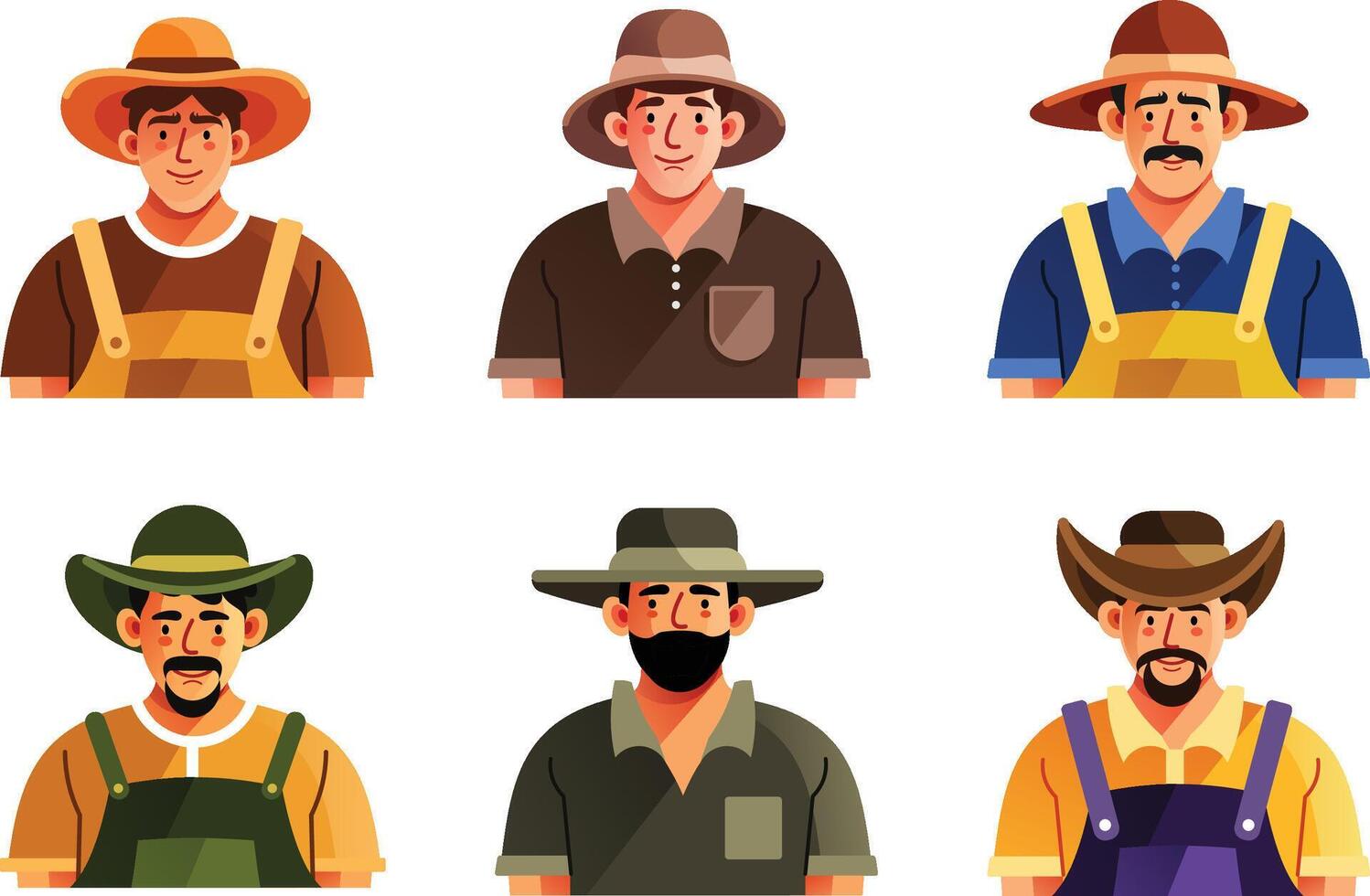 Farmer Character Avatar Set vector