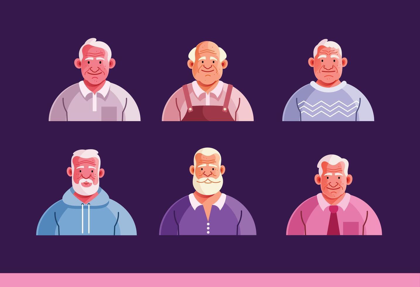 Grandfather Character Avatar Set vector