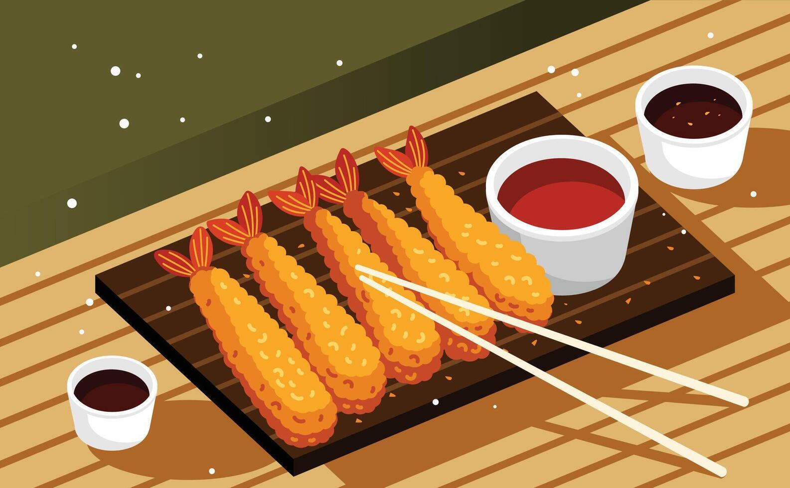 Tempura Japanese Food Illustration vector