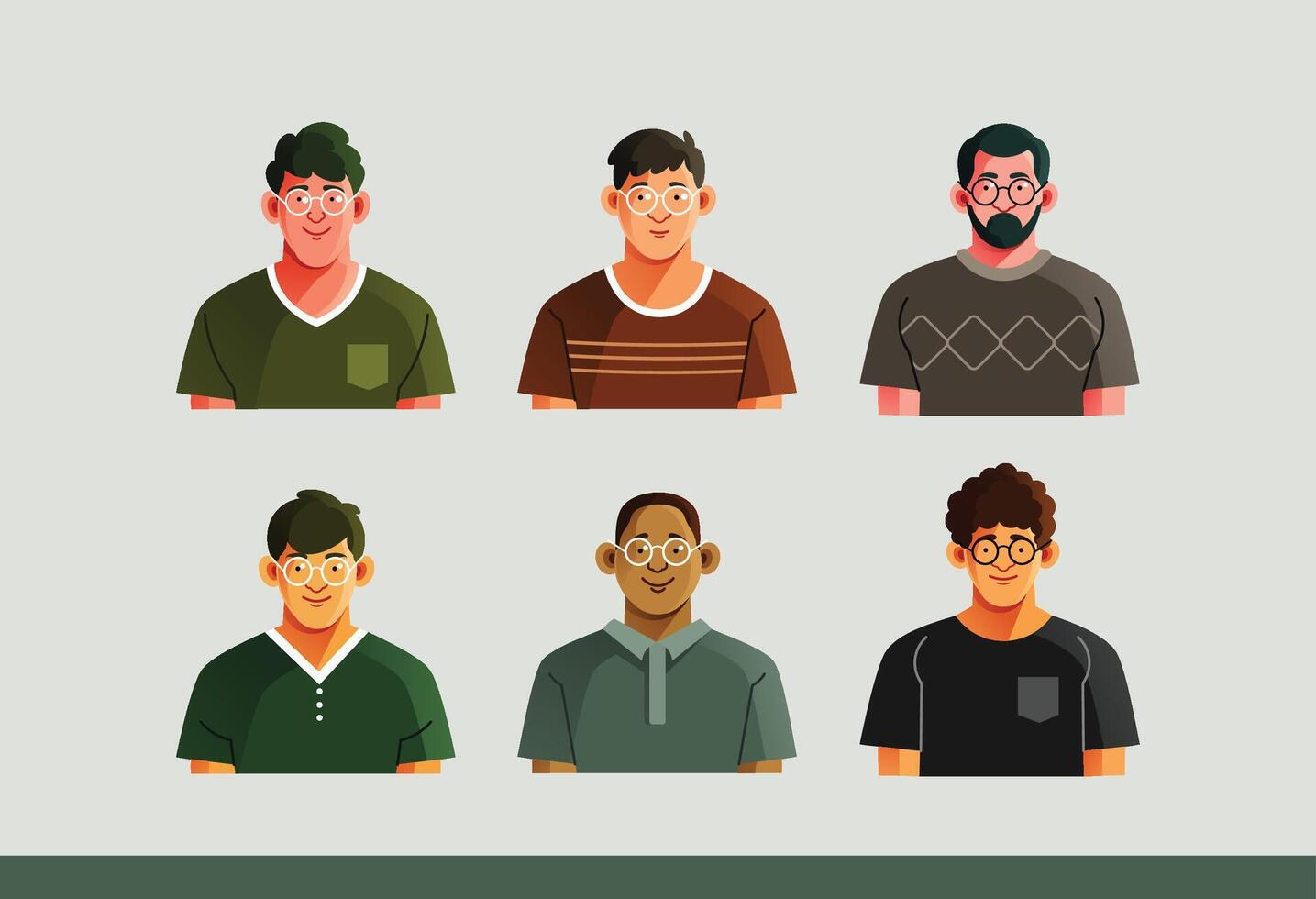 Man Character Avatar Set Illustration vector