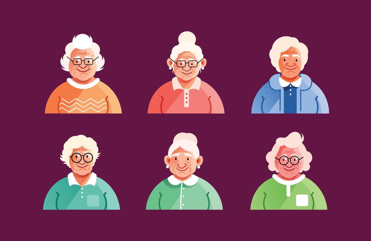 Grandmother Character Avatar Set vector