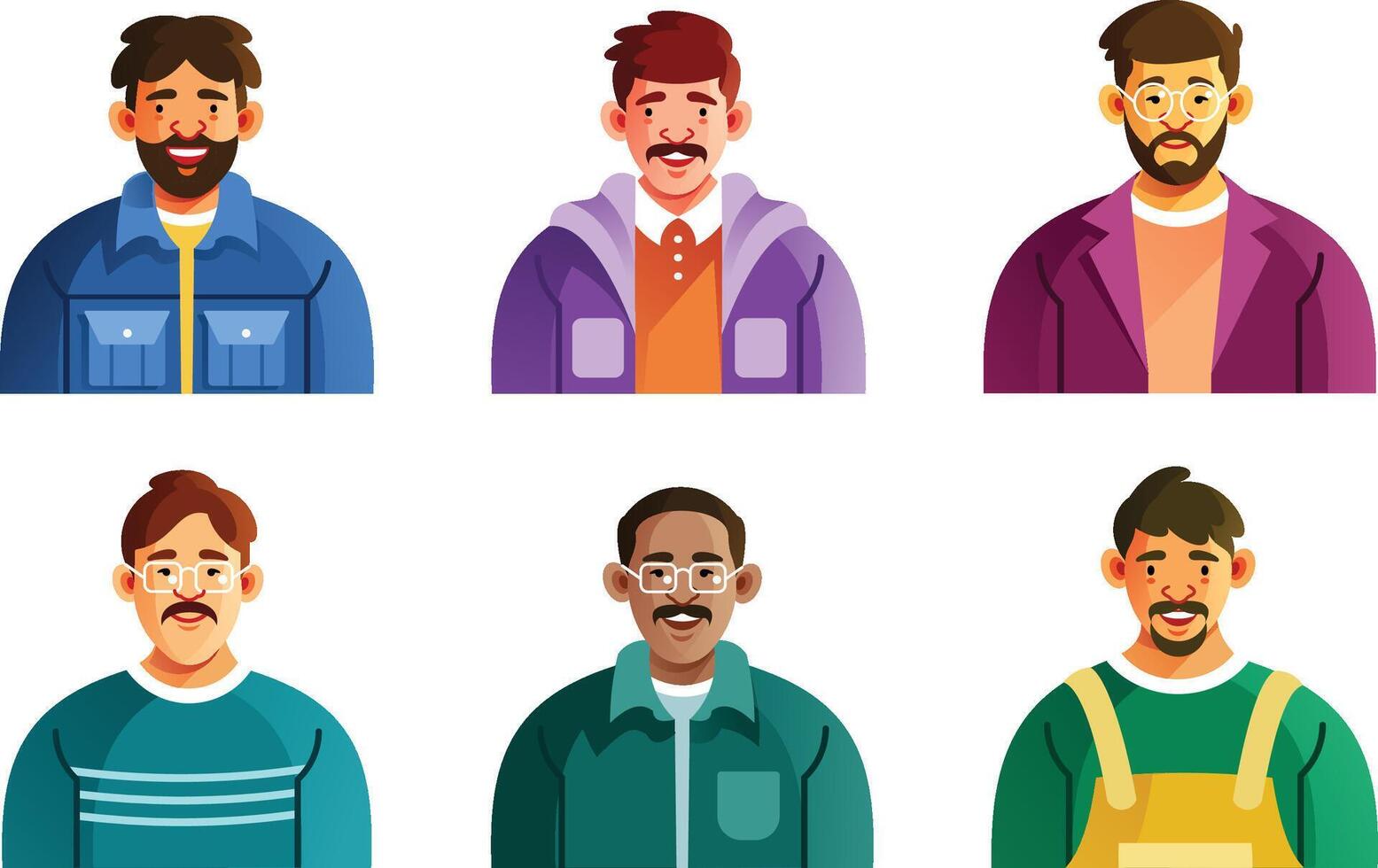Male Style Character Avatar Set vector