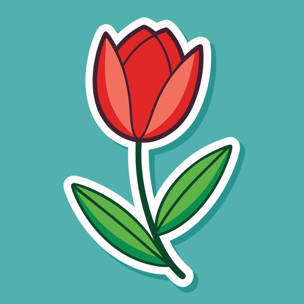 Vibrant Tulip in Green vector
