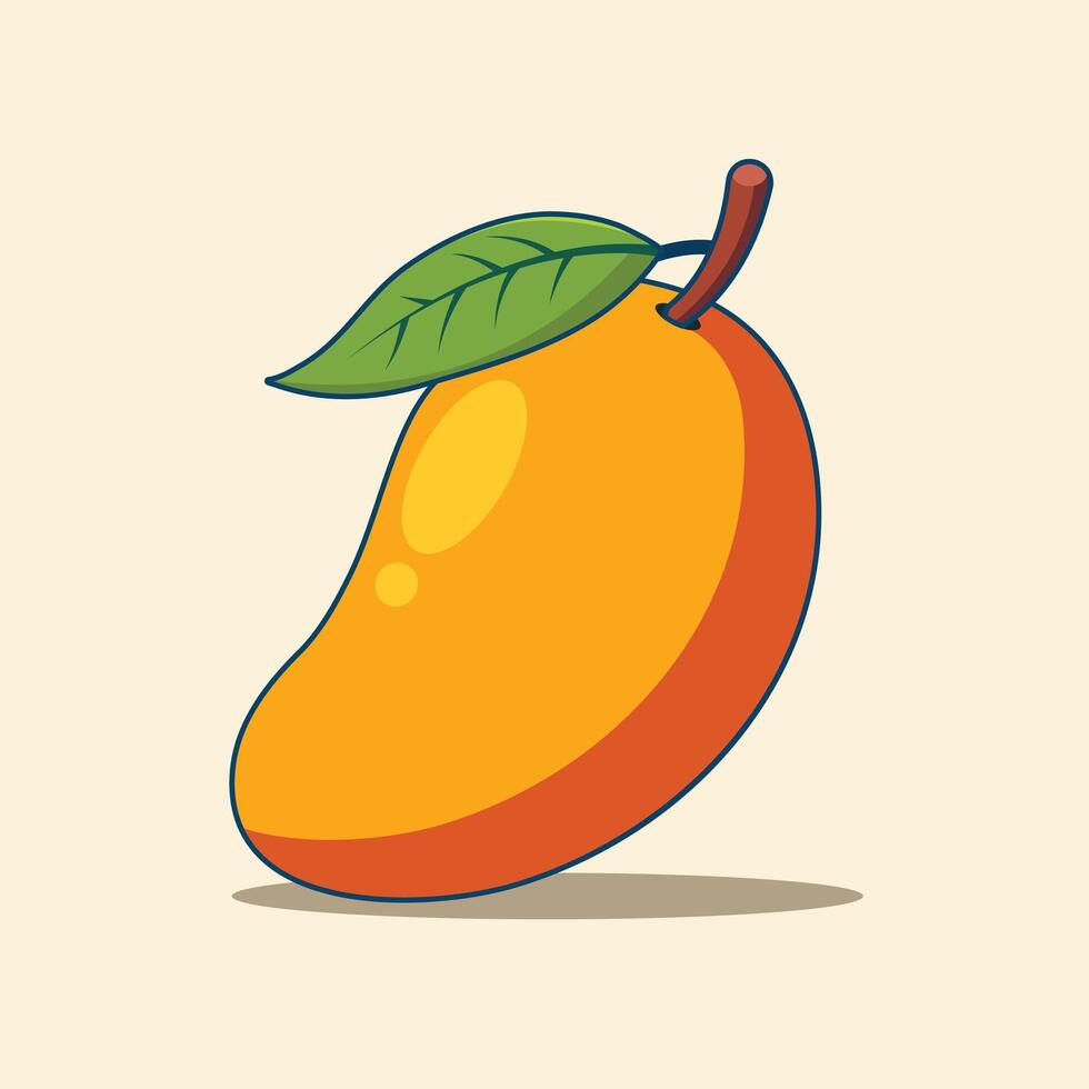 Mango Fruit Cartoon Icon Illustration. Food Nature Icon Concept Isolated Premium . Flat Cartoon Style vector
