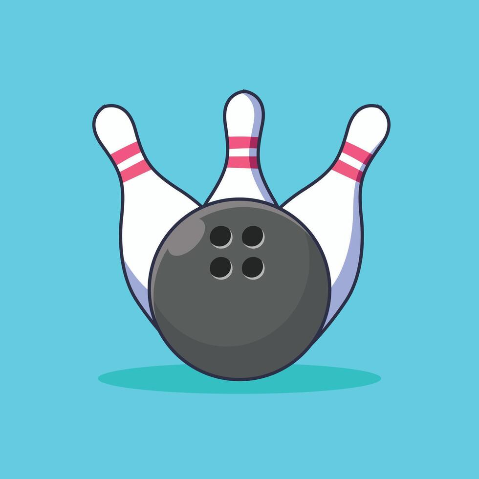 Bowling ball Cartoon Icon Illustration. Bowling ball Object Icon Concept Isolated Premium . Flat Cartoon Style vector