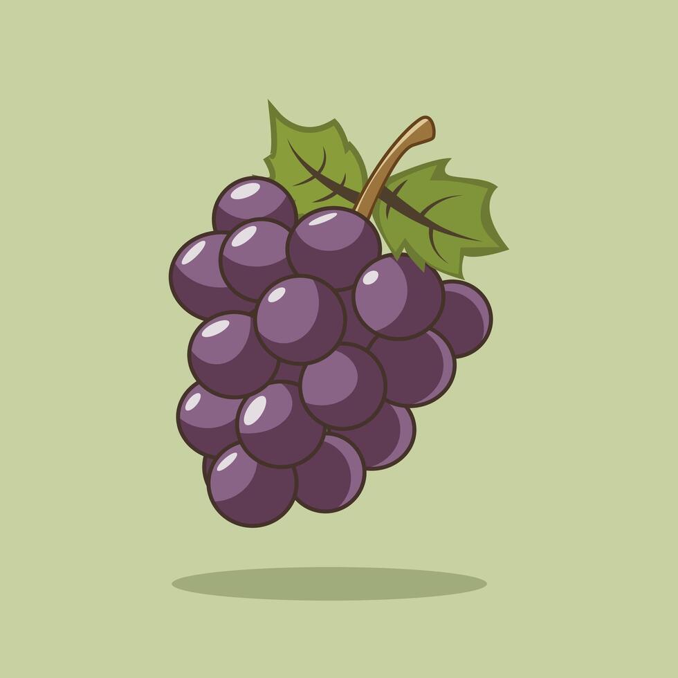 Fresh grape fruit cartoon illustration design for restaurant menu, icon, background or social media tamplate. A simple flat cartoon style Free vector