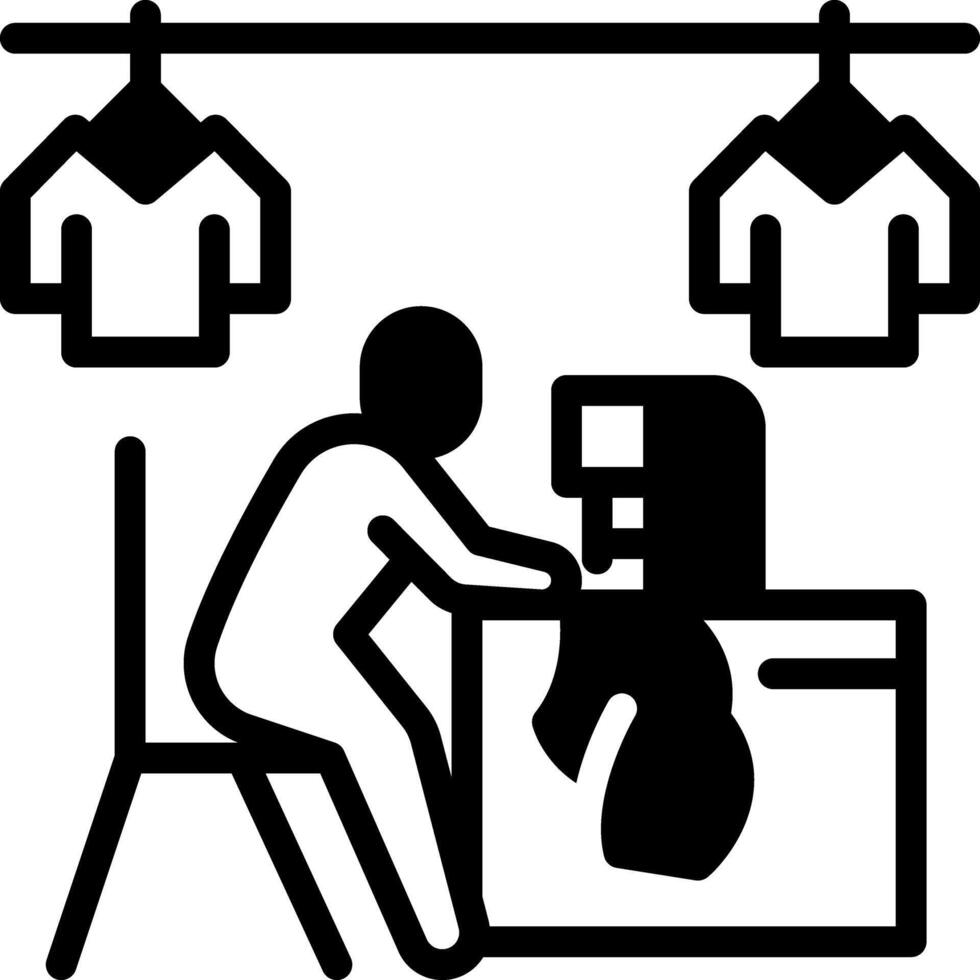 Solid black icon for tailor vector