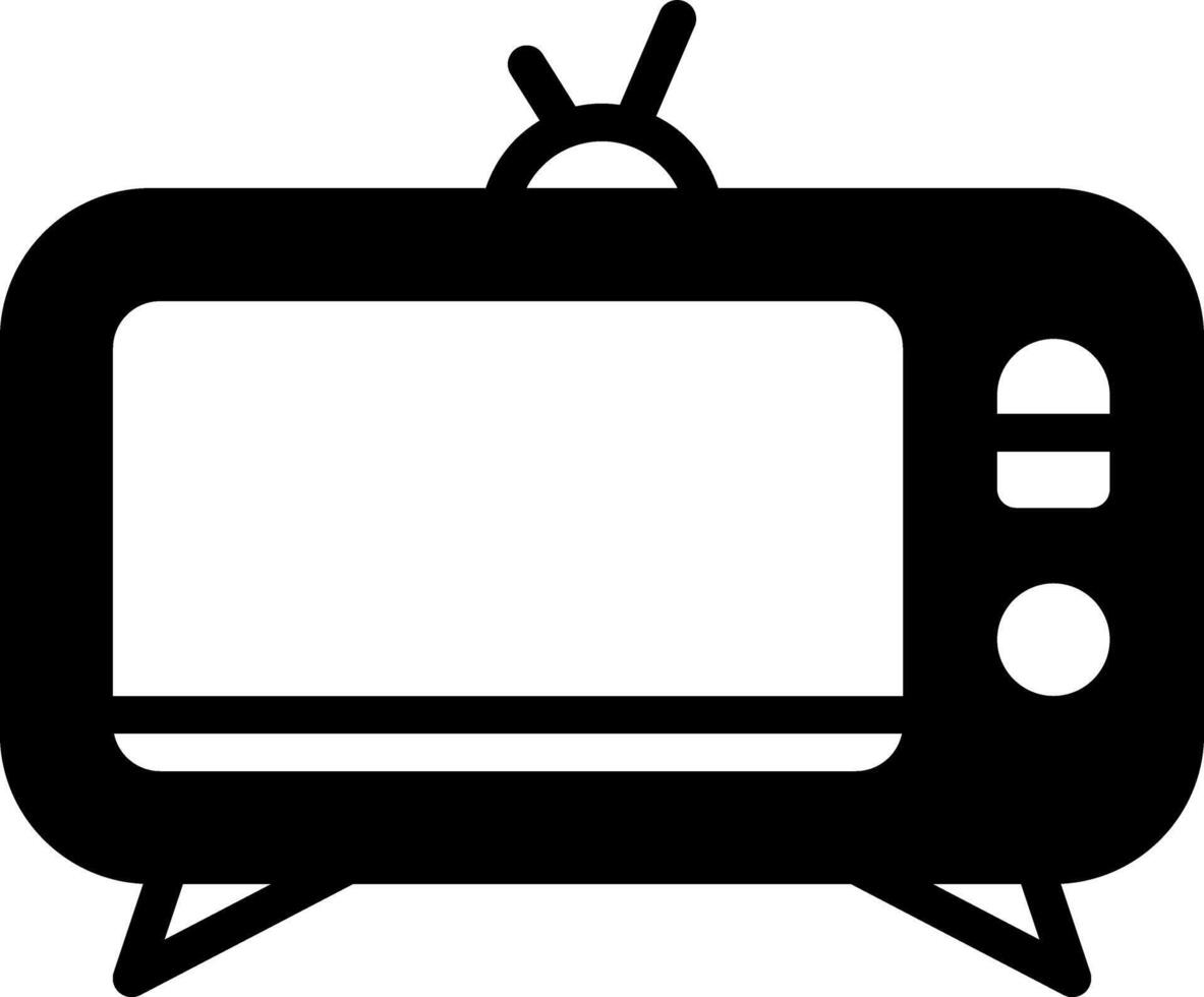 Solid black icon for television vector