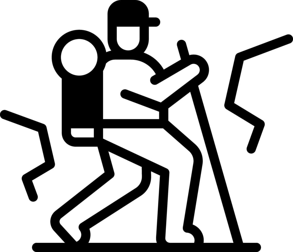 Solid black icon for trekking vector