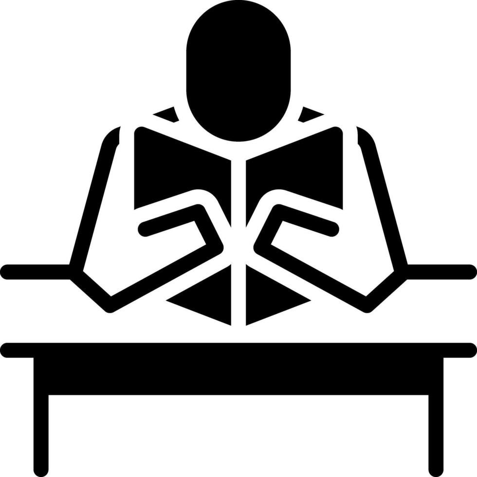 Solid black icon for reading vector