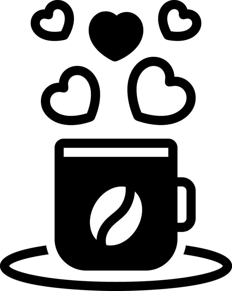 Solid black icon for coffee love vector