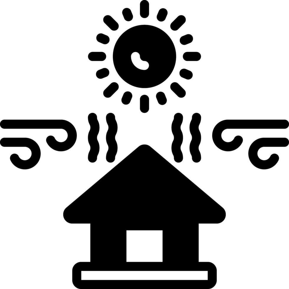 Solid black icon for heatwaves vector