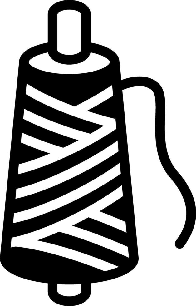 Solid black icon for sewing thread spool vector