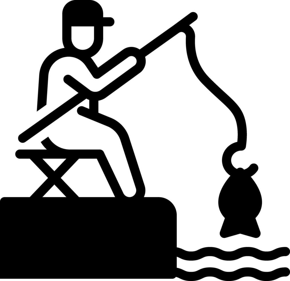 Solid black icon for fishing vector
