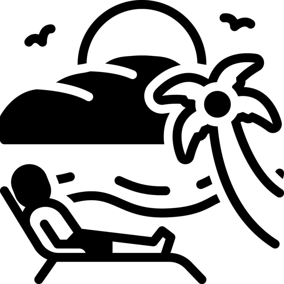 Solid black icon for beach vector