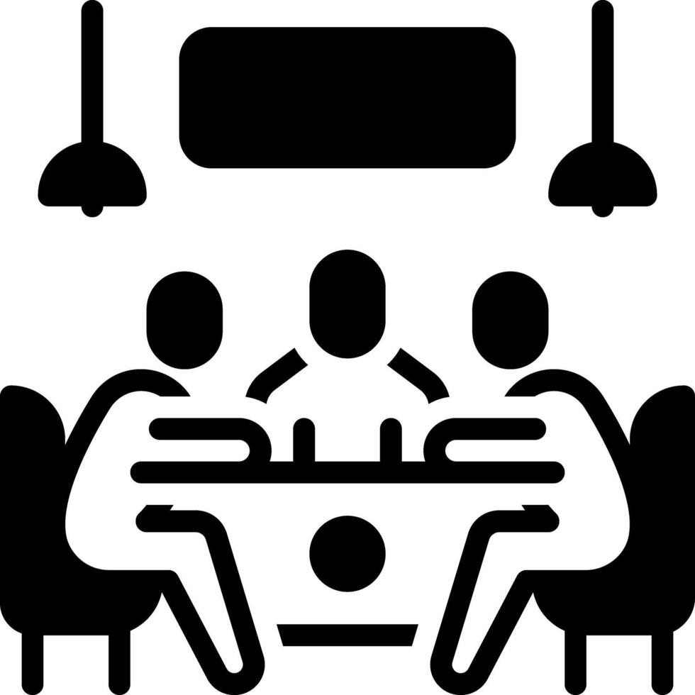 Solid black icon for business meeting vector