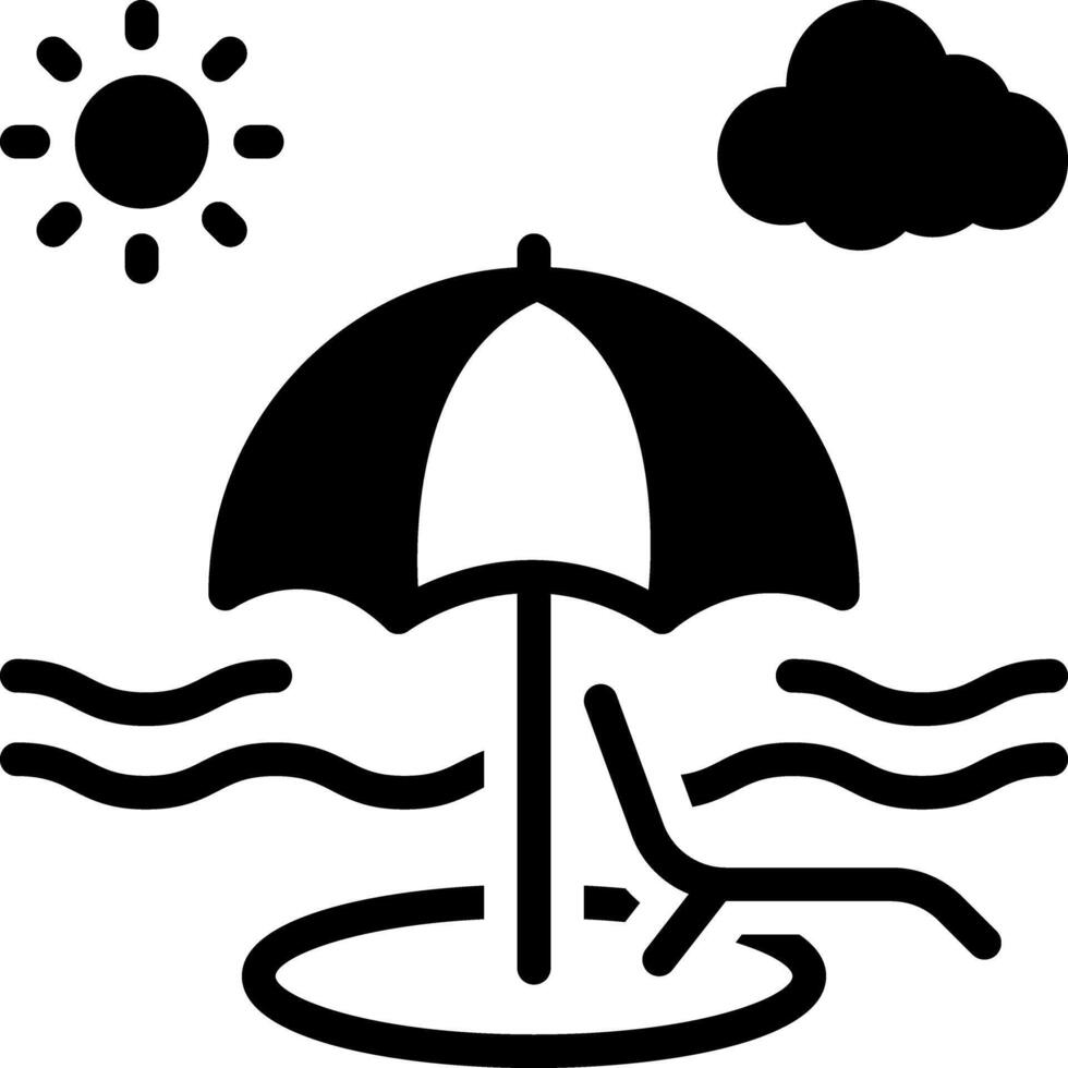 Solid black icon for beach umbrella vector
