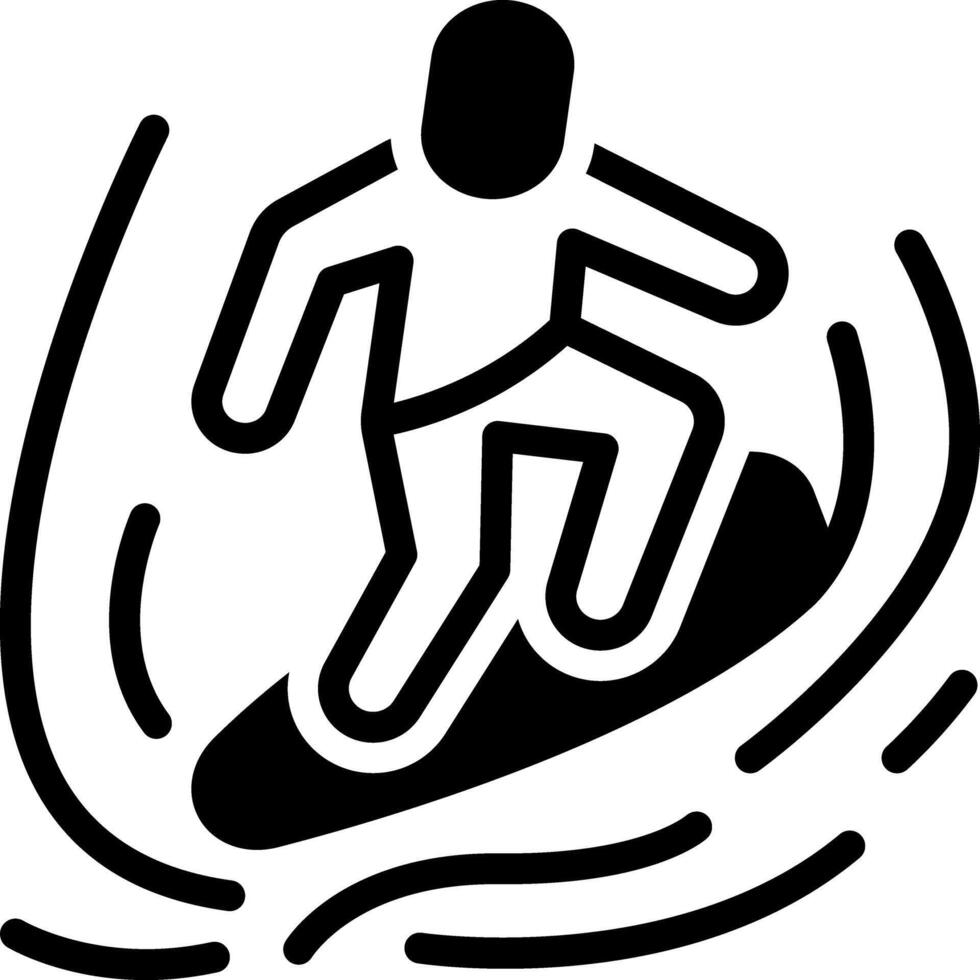 Solid black icon for surfing vector