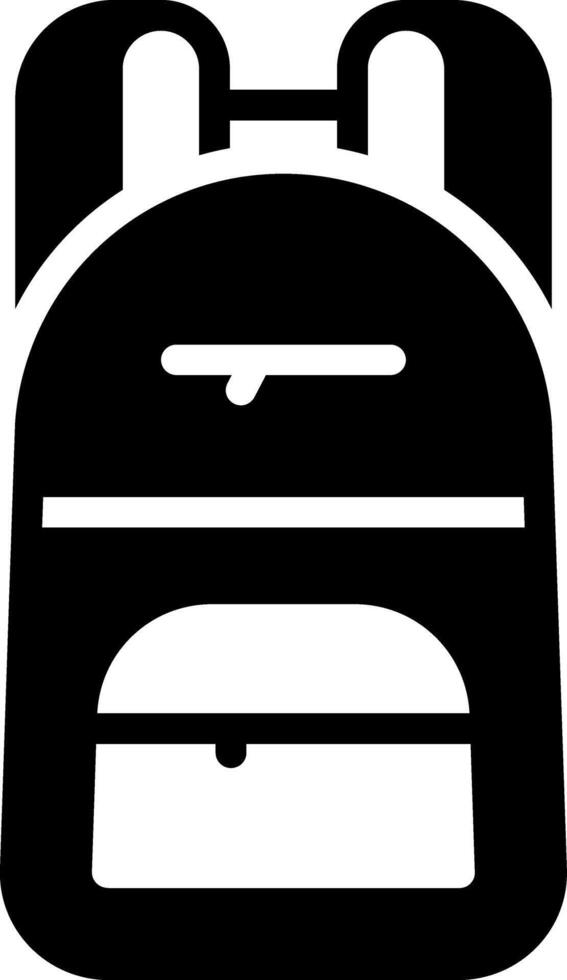 Solid black icon for back pack vector