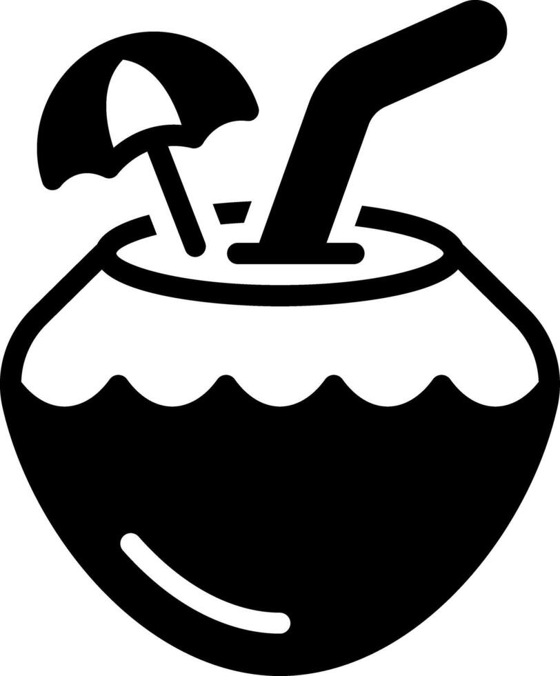 Solid black icon for coconut water vector