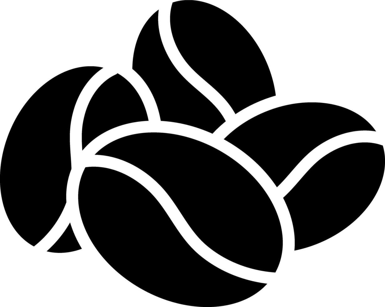 Solid black icon for coffee bean vector