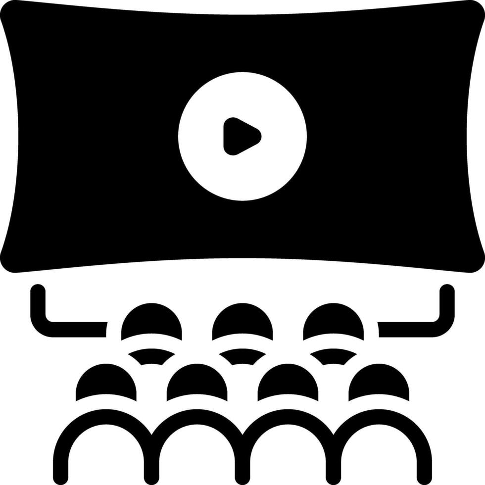 Solid black icon for movie vector
