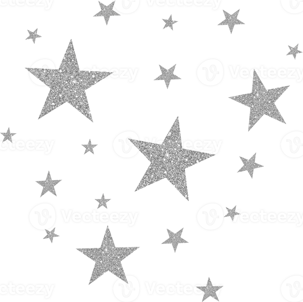White Silver Glitter Stars png