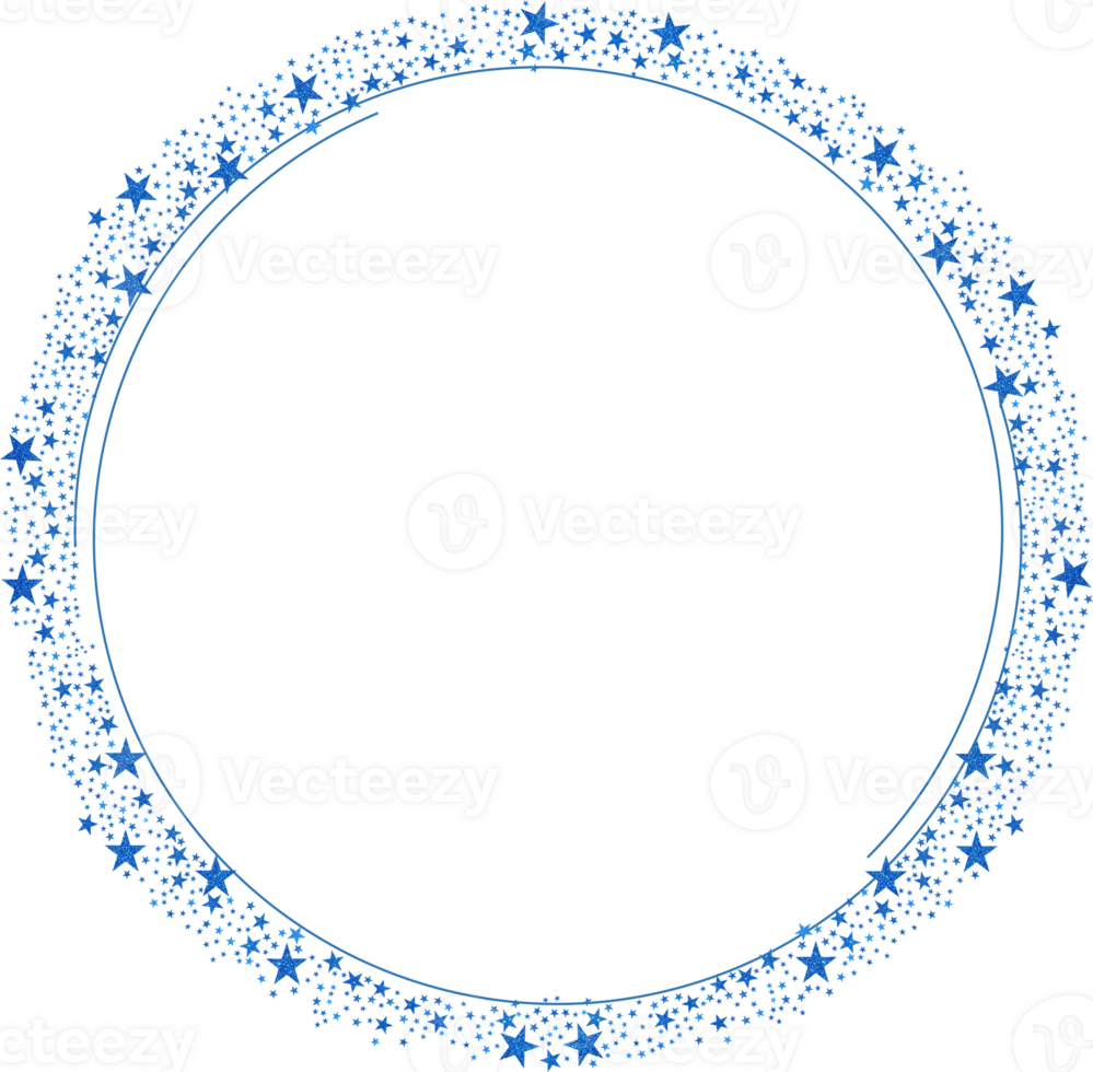 Beautiful Blue Circle Frame With Sparkling Blue Stars png