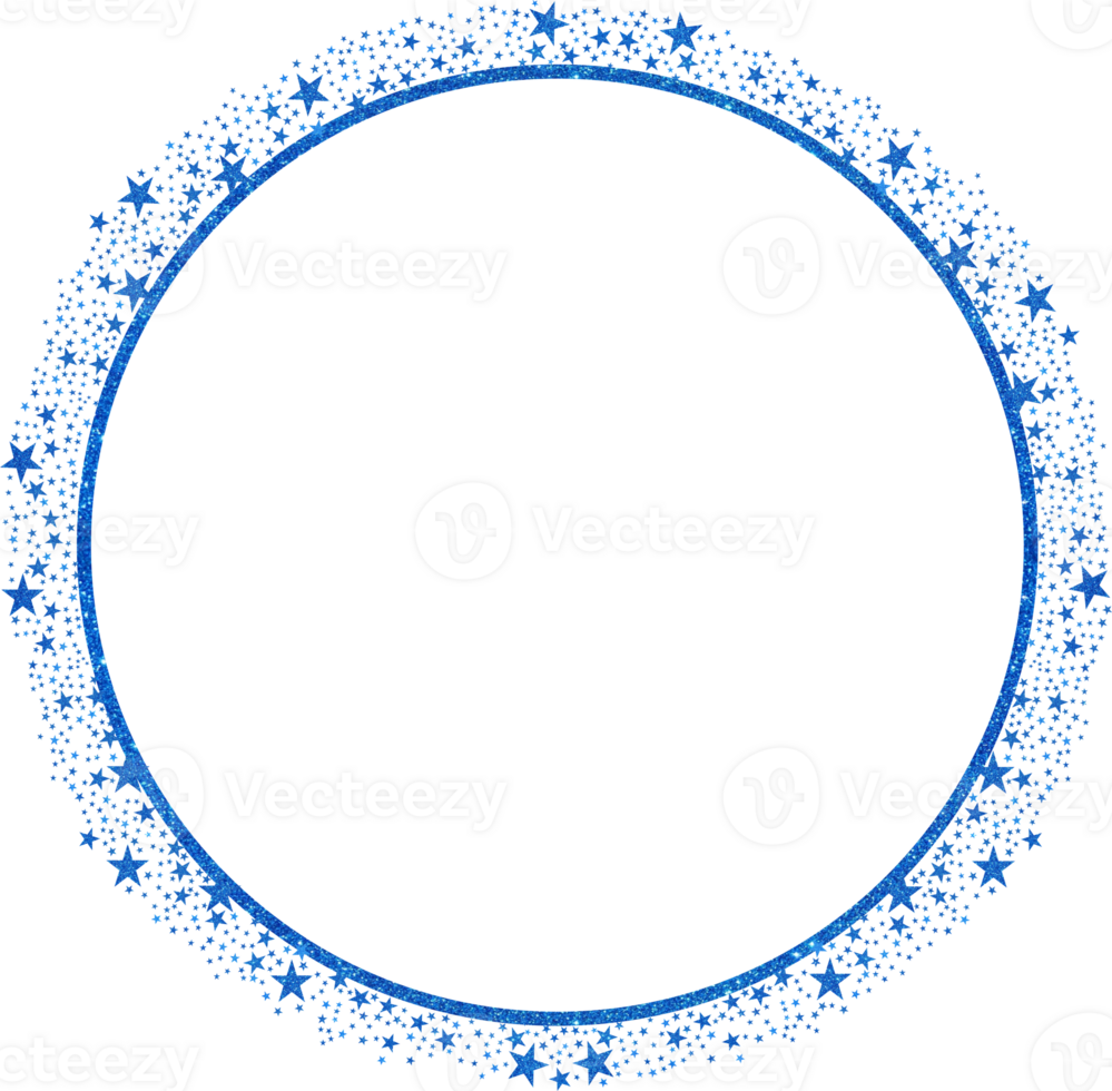 Blue Circle Frame With Sparkling Blue Stars png