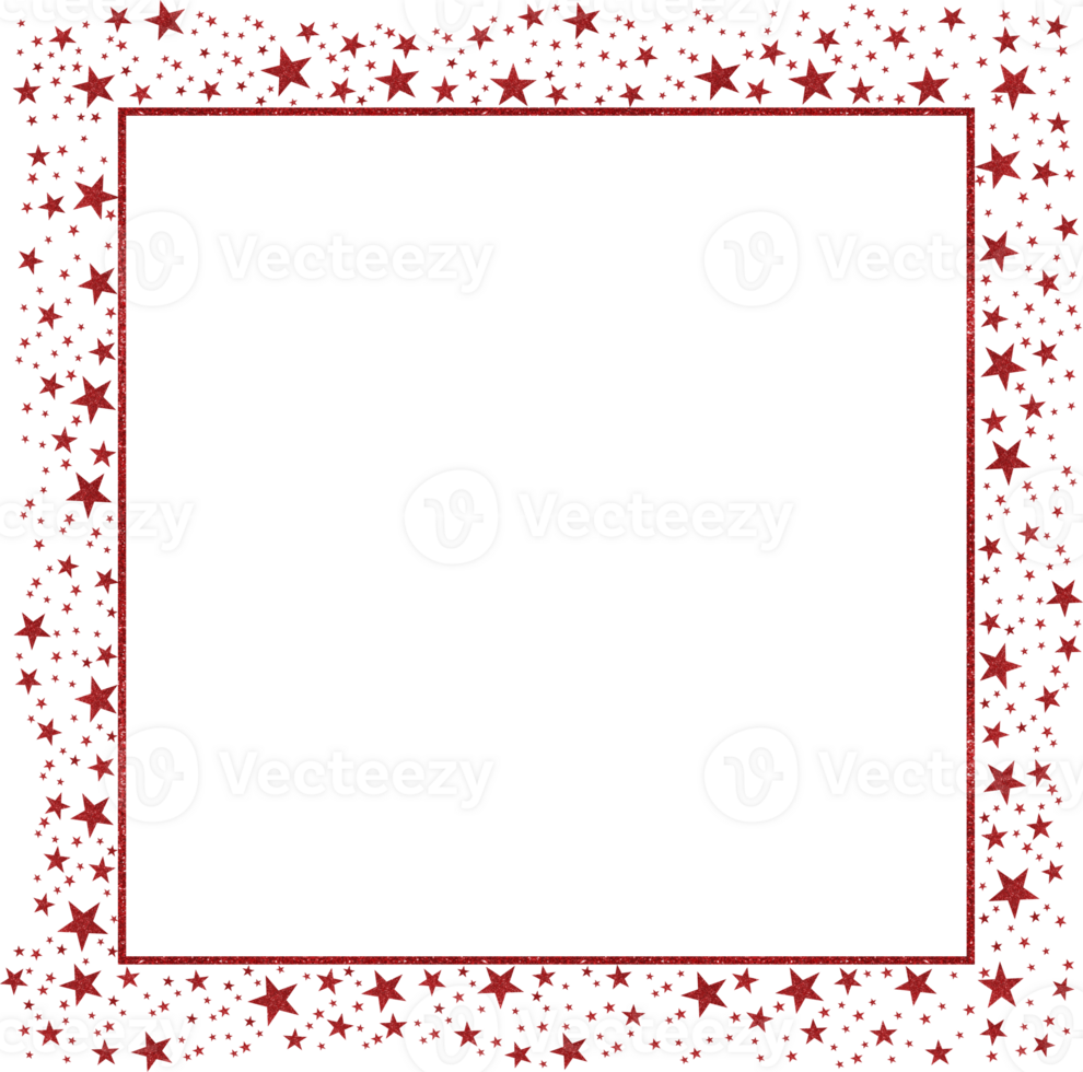 Red Square Frame With Shiny Red Glitter Stars png