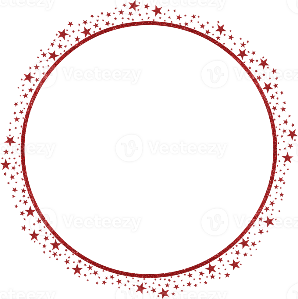 Gorgeous Red Circle Frame With Sparkling Glitter Stars png