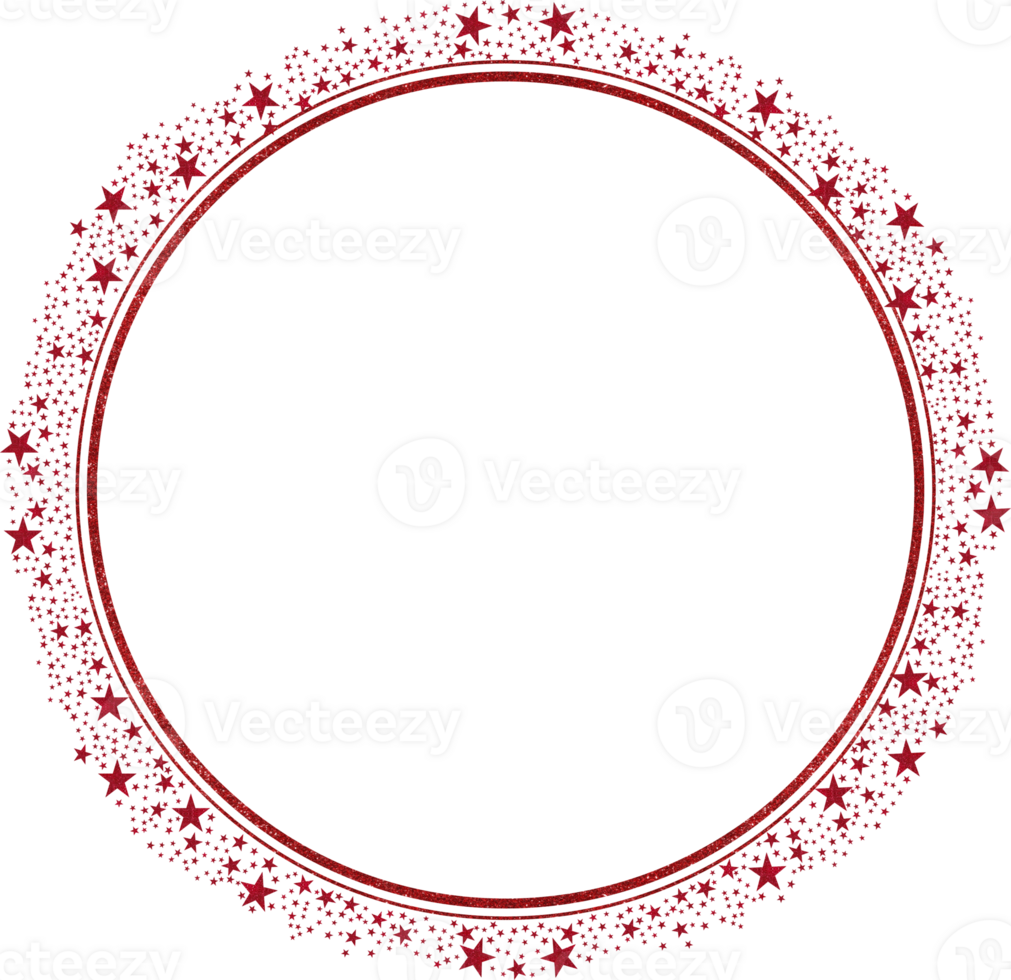 Red Circle Frame And Star Sprinkles png