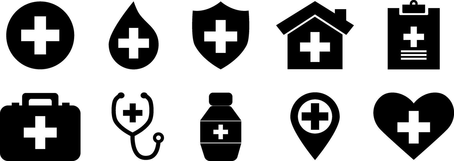 Medical icons set. Health care symbol sign collection isolated background. Illustration design vector