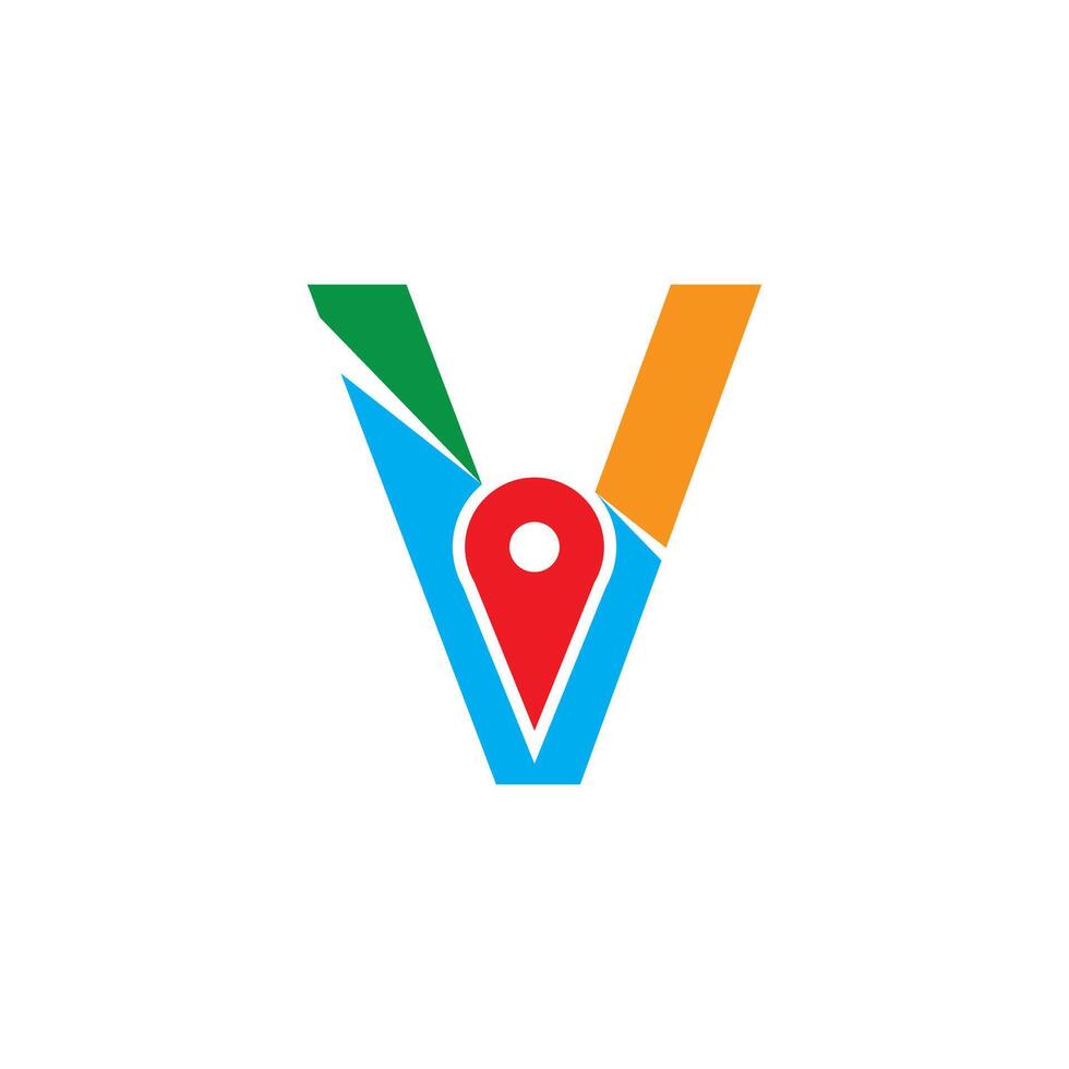 V with map concept, GPS vector