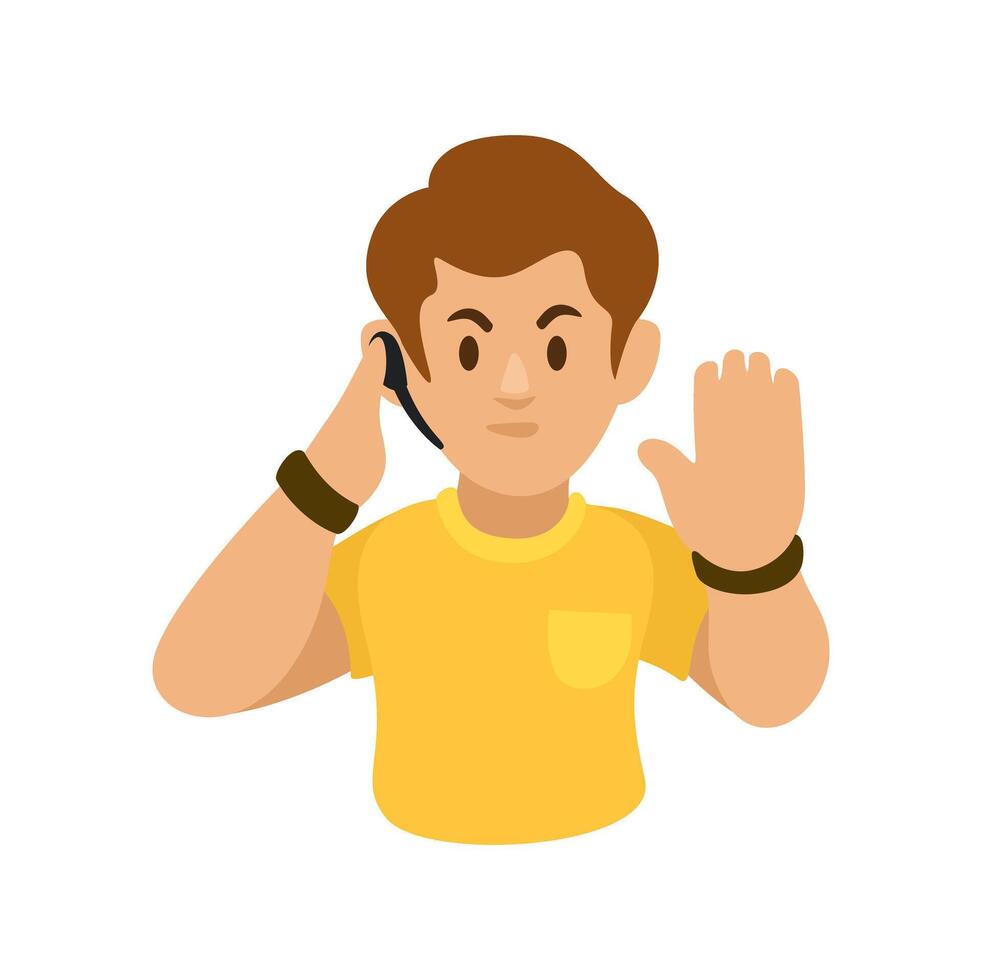 Soccer Referee with Headset Cartoon Illustration vector