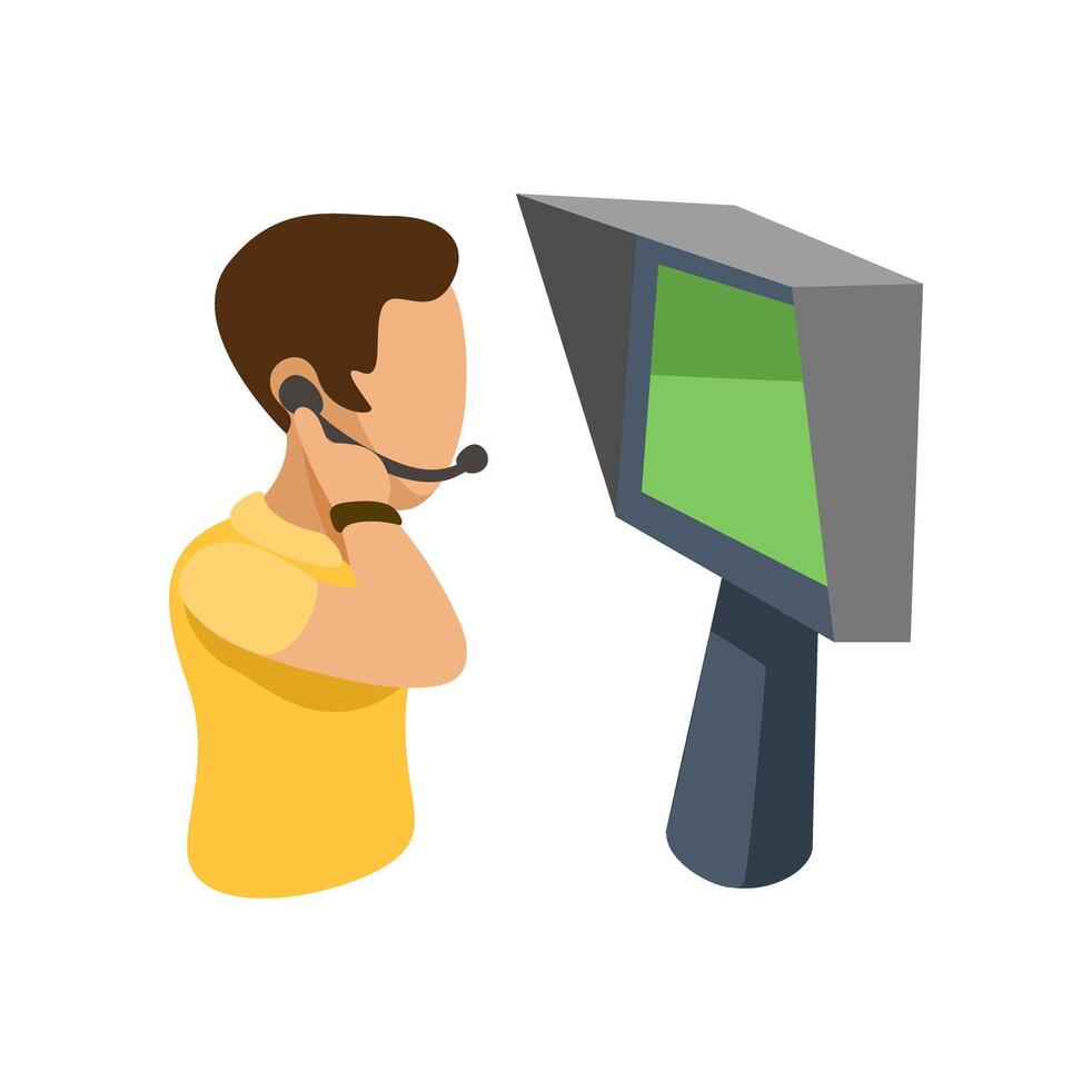 Referee Check VAR Monitor, Soccer VAR Technology Symbol Cartoon Illustration vector