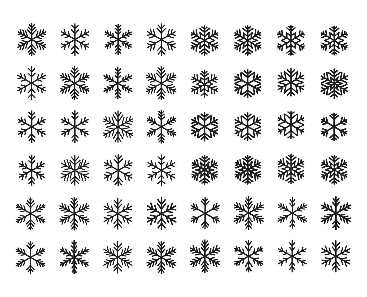 36 set of hand drawn snow flakes icon. vector