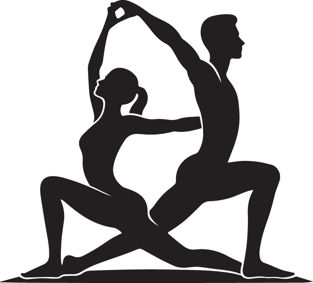 Couple Doing Partner Yoga Silhouette vector