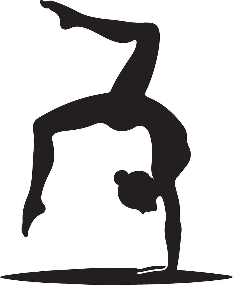 Silhouette of handstand pose yoga. vector